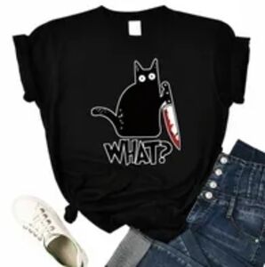Murder Cat Black Graphic T-Shirt